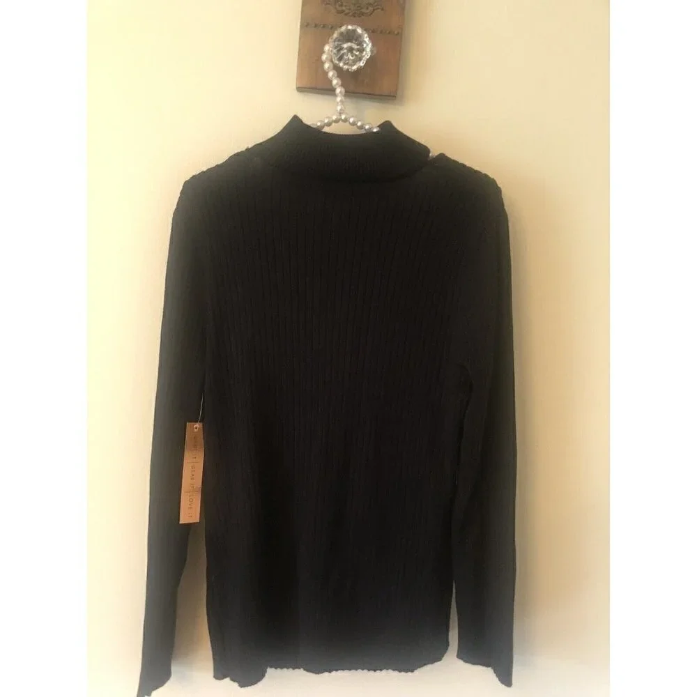 NWT Almost Famous Plus Size 3X Black Choker Sweater Ribbed Long Sleeve